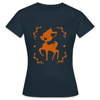 Rehkitz - Zootier - Tierfreund - Naturschutz - Frauen T-Shirt - Navy - Vorne - AI Model Female 172 dark (172cm)