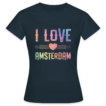 I Love Amsterdam - Frauen T-Shirt - Navy - Vorne - AI Model Female 172 dark (172cm)