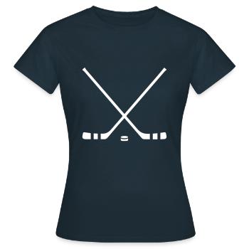 Bâtons de hockey sur glace - T-shirt Femme - marine - Devant - AI Model Female 172 dark (172cm)