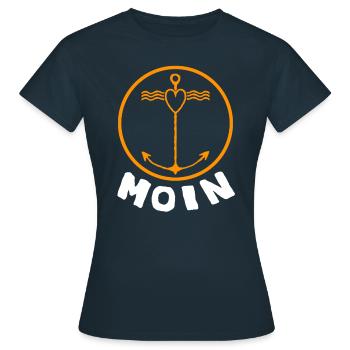 Moin Geschenkidee Begrüßung - Frauen T-Shirt - Navy - Vorne - AI Model Female 172 dark (172cm)