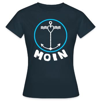 Moin Begrüßung - Frauen T-Shirt - Navy - Vorne - AI Model Female 172 dark (172cm)