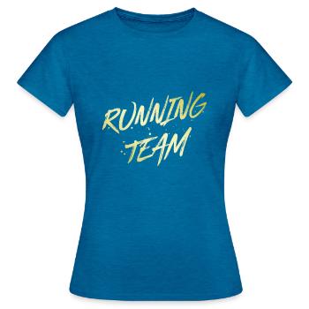 Running Team - Women's T-Shirt - antique blue sapphire heather - Front - AI Model Female 172 dark (172cm)