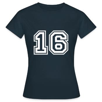 16 Numéro de numéro - T-shirt Femme - marine - Devant - AI Model Female 172 dark (172cm)