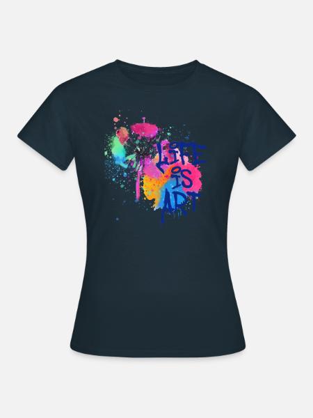 art,kunst,graffiti,malerei,aquarell,bunt,bunt - Frauen T-Shirt - Navy