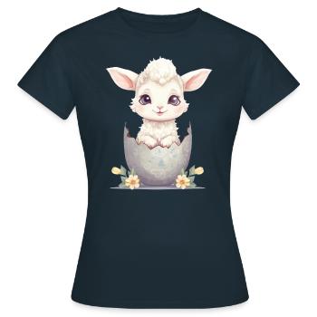 agneau doux en coquille d’œuf - Adorable - T-shirt Femme - marine - Devant - AI Model Female 172 dark (172cm)