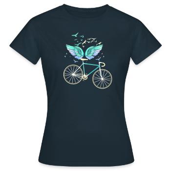 engelsflügel,flügel,angelwings,fahrrad,bike - Frauen T-Shirt - Navy - Vorne - AI Model Female 172 dark (172cm)