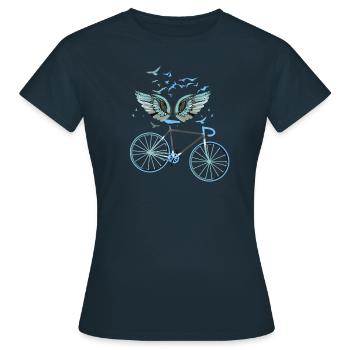 ailes d’ange, ailes, ailes d’ange, vélo, vélo - T-shirt Femme - marine - Devant - AI Model Female 172 dark (172cm)