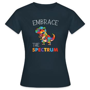 Embrace The Spectrum, Embrace Neurodiversity - Women's T-Shirt - navy - Front - AI Model Female 172 dark (172cm)