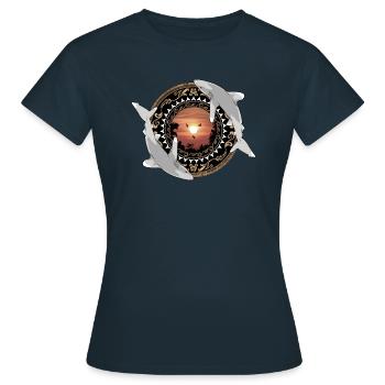Weißspitzenhochseehaie Hawaiianisch Polynesisch - Frauen T-Shirt - Navy - Vorne - AI Model Female 172 dark (172cm)