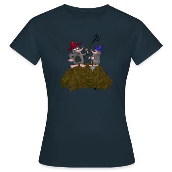 Deux taupes avec détecteur et bêche - T-shirt Femme - marine - Devant - AI Model Female 172 dark (172cm)
