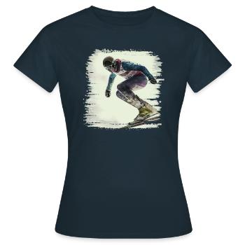 Skifahren ist eine beliebte Wintersportart - Frauen T-Shirt - Navy - Vorne - AI Model Female 172 dark (172cm)