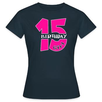 15 Anniversaire Fille - T-shirt Femme - marine - Devant - AI Model Female 172 dark (172cm)