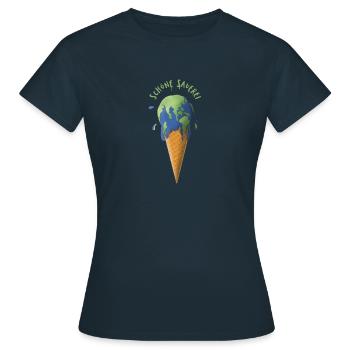 Eis zerläuft / schmilzt Welt Erde Save the Planet - Frauen T-Shirt - Navy - Vorne - AI Model Female 172 dark (172cm)
