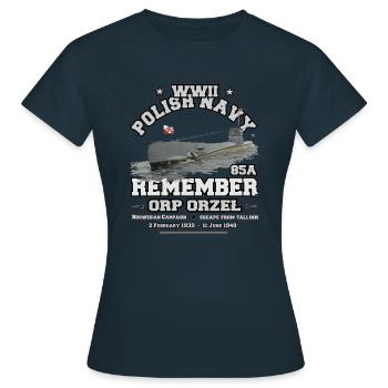 Remember ORP Orzel - Polish Navy WW2 - T-shirt Femme - marine - Devant - AI Model Female 172 dark (172cm)