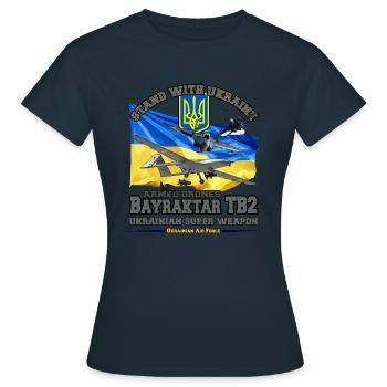 Bayraktar TB2 Ukrainische Luftwaffe Armee - Frauen T-Shirt - Navy - Vorne - AI Model Female 172 dark (172cm)