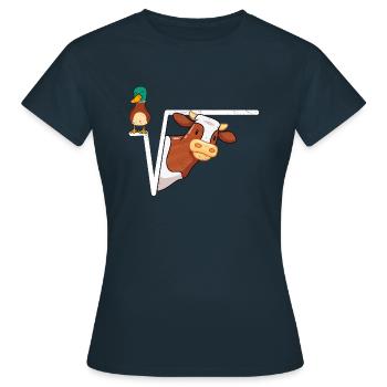 Ente Wurzel - Frauen T-Shirt - Navy - Vorne - AI Model Female 172 dark (172cm)