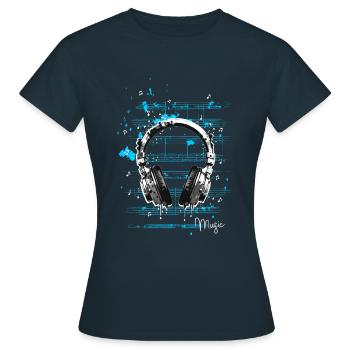 Casque musical - T-shirt Femme - marine - Devant - AI Model Female 172 dark (172cm)
