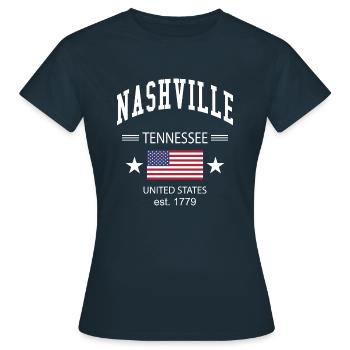 Nashville - Frauen T-Shirt - Navy - Vorne - AI Model Female 172 dark (172cm)