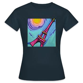 Paris Eiffel Tower van gogh - Women's T-Shirt - navy - Front - AI Model Female 172 dark (172cm)