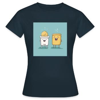Tassen mit Nüssen - Frauen T-Shirt - Navy - Vorne - AI Model Female 172 dark (172cm)