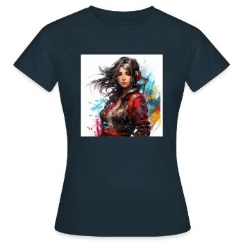 Gaming Art Woman Paint - Women's T-Shirt - navy - Front - AI Model Female 172 dark (172cm)