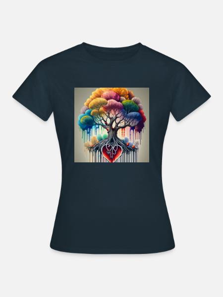 bunter Baum - Frauen T-Shirt - Navy