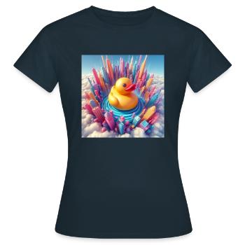 Baigner le canard dans un monde abstrait surréaliste - T-shirt Femme - marine - Devant - AI Model Female 172 dark (172cm)