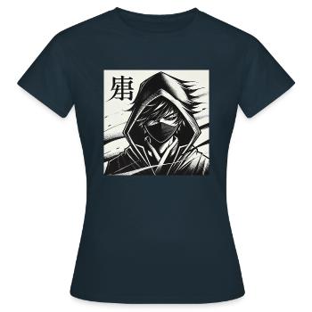 Anime mystérieux avec capuche - T-shirt Femme - marine - Devant - AI Model Female 172 dark (172cm)