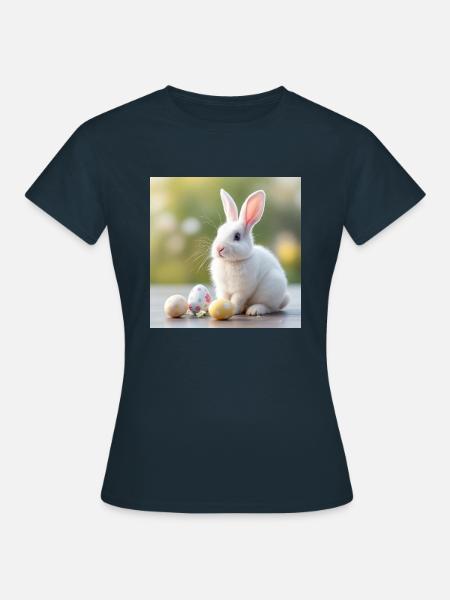 Weißer Hase Ostern - Frauen T-Shirt - Navy