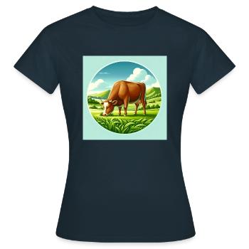 Kuh Texts - Frauen T-Shirt - Navy - Vorne - AI Model Female 172 dark (172cm)