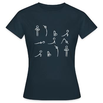 Sonnengruß, Sonnengruss, Yoga (für dunkle Farben) - Frauen T-Shirt - Navy - Vorne - AI Model Female 172 dark (172cm)