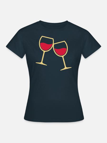 Zwei Weingläser anstoßen - Frauen T-Shirt - Navy