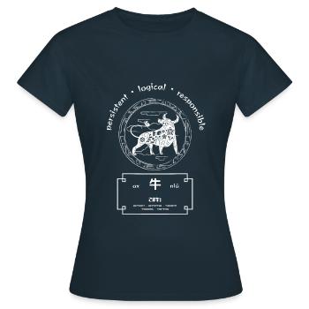 chinese zodiac - year of the ox - Women's T-Shirt - navy - Front - AI Model Female 172 dark (172cm)