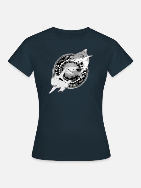 Hammerhead Great White Shark Hawaiian - Women's T-Shirt - navy