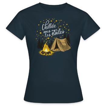 Veillée Sous Les Étoiles - T-shirt Femme - marine - Devant - AI Model Female 172 dark (172cm)