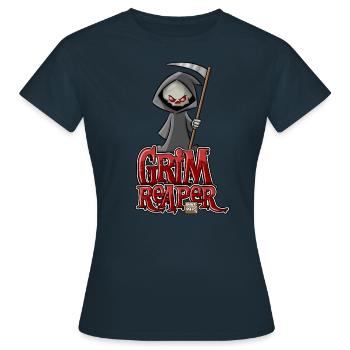 Cartoon Grim Reaper - Frauen T-Shirt - Navy - Vorne - AI Model Female 172 dark (172cm)