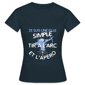 une fille simple: J'aime le tir à l'arc et l' - T-shirt Femme - marine - Devant - AI Model Female 172 dark (172cm)