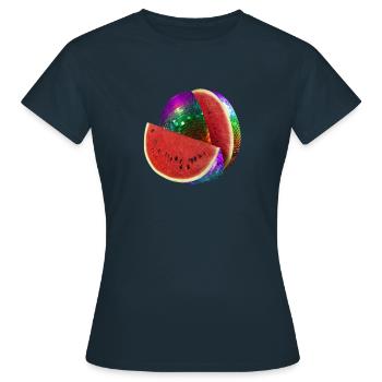 Diskokugel Melone Wassermelone Disko Bier Party - Frauen T-Shirt - Navy - Vorne - AI Model Female 172 dark (172cm)