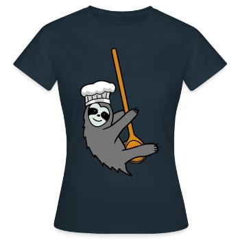 Fleißig Faultier Küche kochen Kochlöffel Hobbykoch - Frauen T-Shirt - Navy - Vorne - AI Model Female 172 dark (172cm)