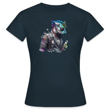 CS Cameleon, animal de la collection Cyber Squad - T-shirt Femme - marine - Devant - AI Model Female 172 dark (172cm)