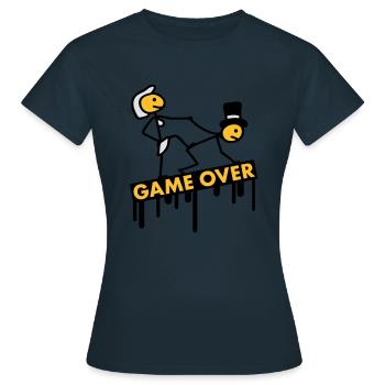 bachelor_party_game_over - Women's T-Shirt - navy - Front - AI Model Female 172 dark (172cm)