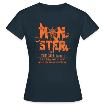 Momster - Mama Monster Mutter Halloween Kostüm - Frauen T-Shirt - Navy - Vorne - AI Model Female 172 dark (172cm)