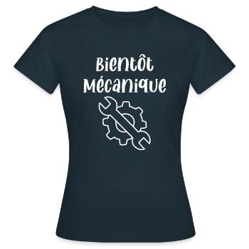 Bientôt Mécanique - T-shirt Femme - marine - Devant - AI Model Female 172 dark (172cm)