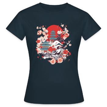 Japanische Folklore - Frauen T-Shirt - Navy - Vorne - AI Model Female 172 dark (172cm)