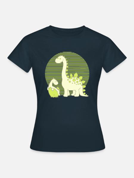 Dinosaur Mom with Hatching Egg - Frauen T-Shirt - Navy