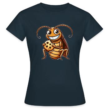 Lustige Kakerlake mit Keks Cartoon Nachtisch - Frauen T-Shirt - Navy - Vorne - AI Model Female 172 dark (172cm)