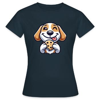Beagle Hund Nachtisch Cookie Süßigkeit - Frauen T-Shirt - Navy - Vorne - AI Model Female 172 dark (172cm)