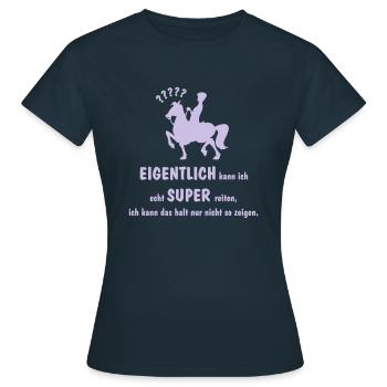 reiten - Frauen T-Shirt - Navy - Vorne - AI Model Female 172 dark (172cm)
