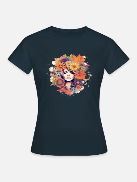 Flower Power Mädchen 5 - Frauen T-Shirt - Navy