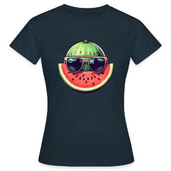 Pastèque fraîche - design avec lunettes de soleil et M - T-shirt Femme - marine - Devant - AI Model Female 172 dark (172cm)